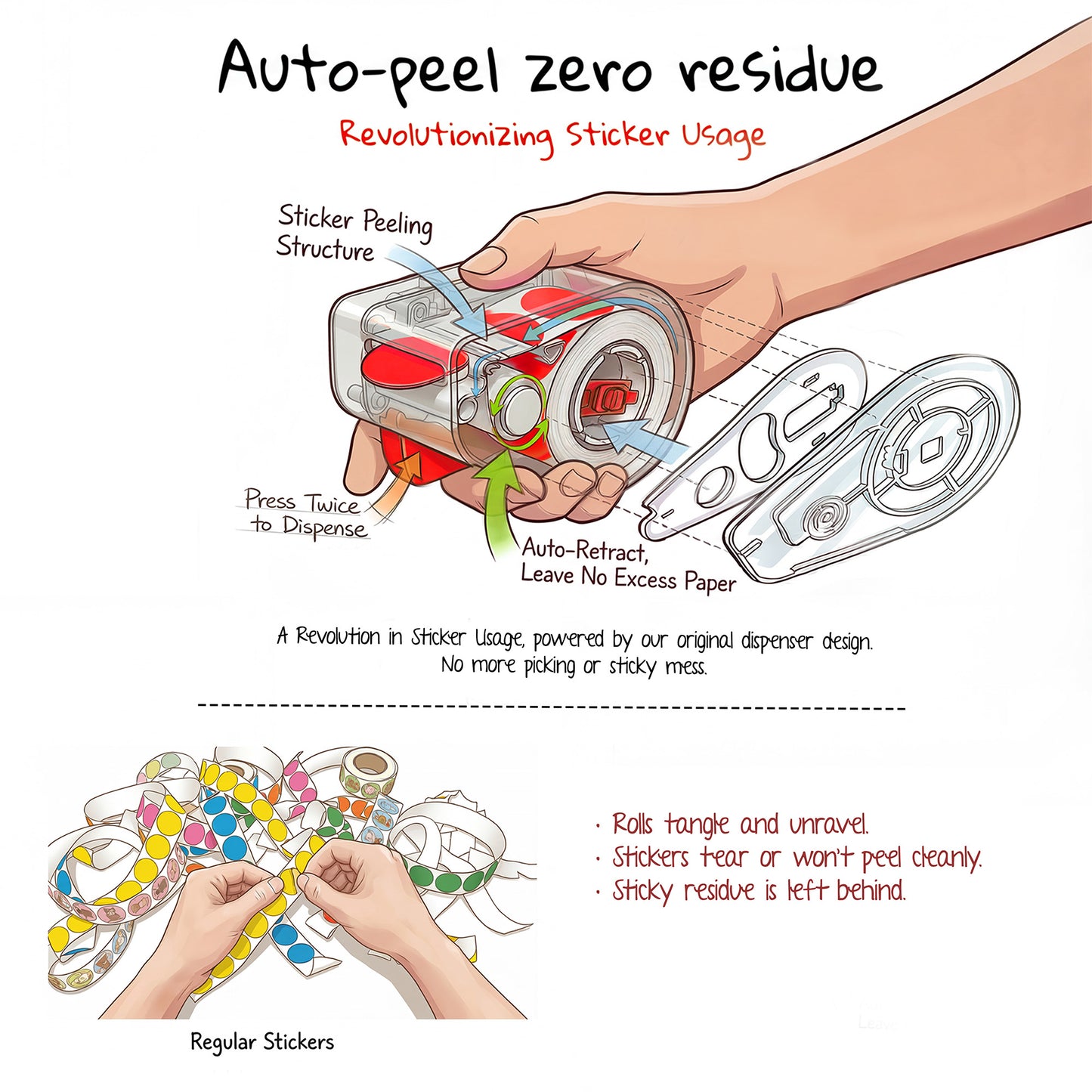 Sticker Dispenser For Dot Stickers